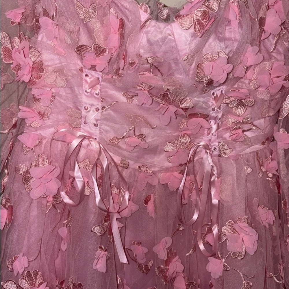 Dolls Kill Sugar Thrillz Heavenly Affair Babydoll Pink Floral Whimsical Dress 2X - Picture 7 of 13